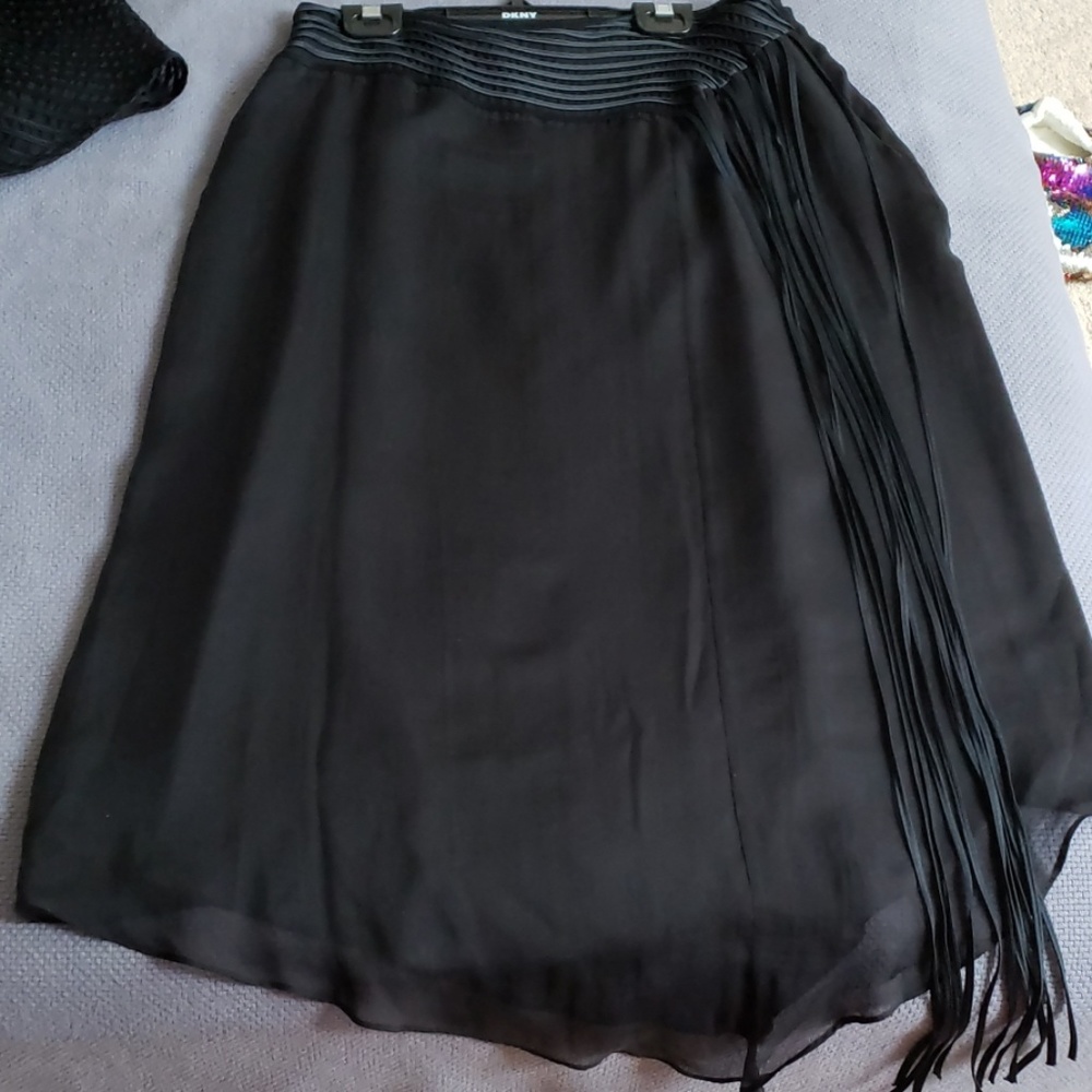Black silver asymmetrical skirt